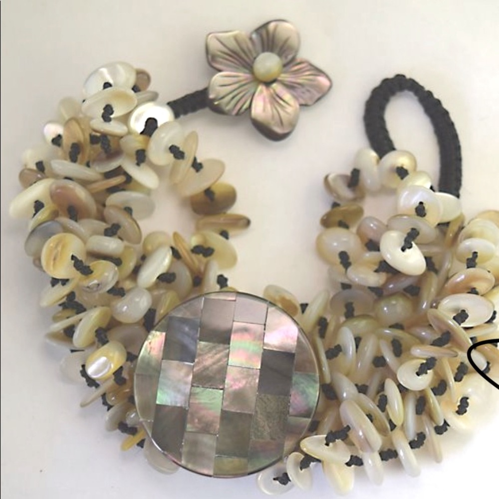 SAJEN-Mosaic Shell Multi-Strand Beaded Bracelet